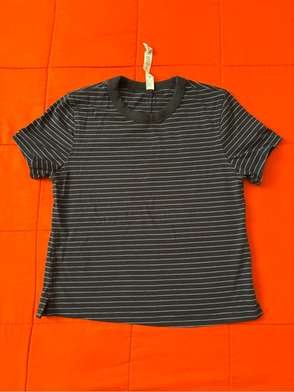 LULULEMON Shirt Womens 0 Love Blue Striped crewneck short-sleeve